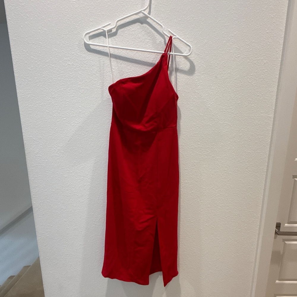 Cocktail one shoulder red dress (4)